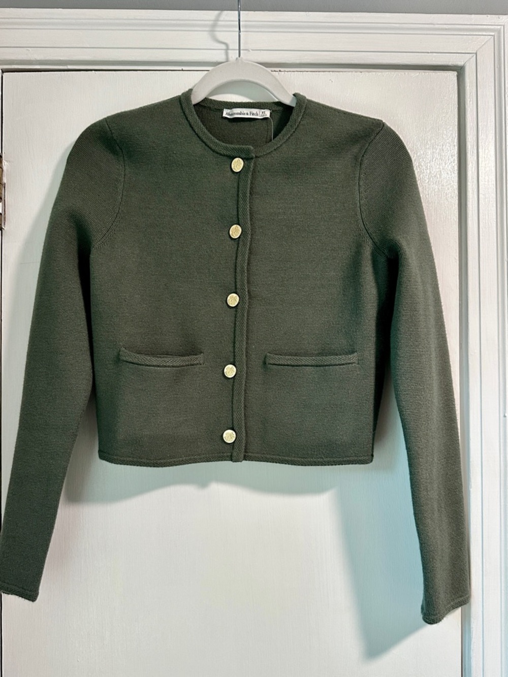 A&F LuxeLoft Crew Olive Sweater Jacket